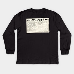 80's Goth Mix Tape Cassette Kids Long Sleeve T-Shirt